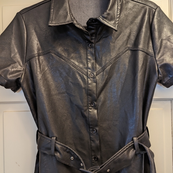 Black vegan Leather Dress NWOT - M - Picture 2 of 6